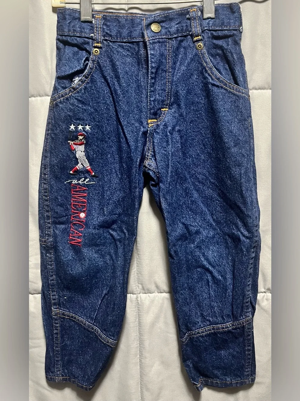 Vintage OshKosh Baseball Jeans 4R Kids 90s Embroidered All American USA